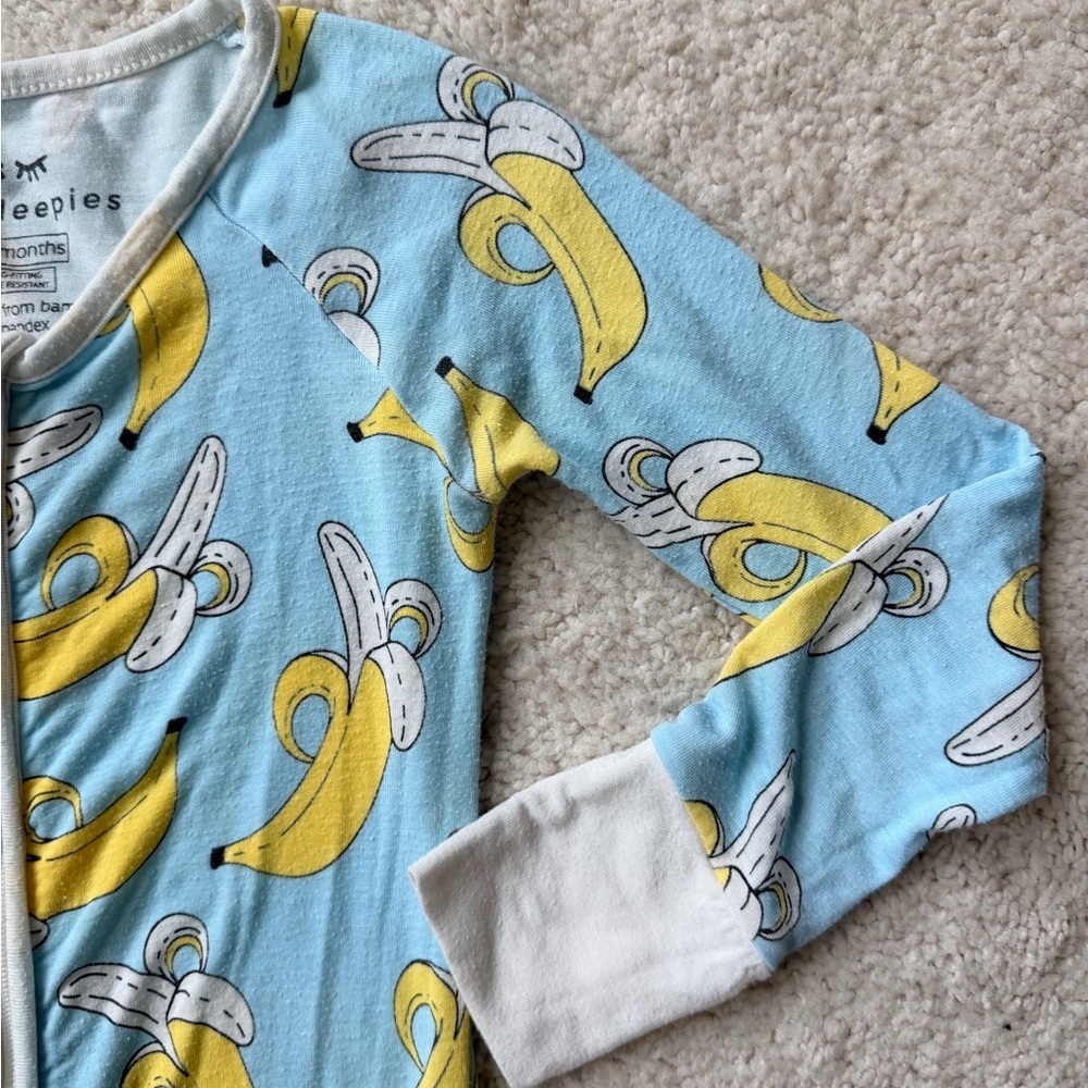 Little Sleepies Blue and Yellow Banana Print Outfit - Picture 4 of 15